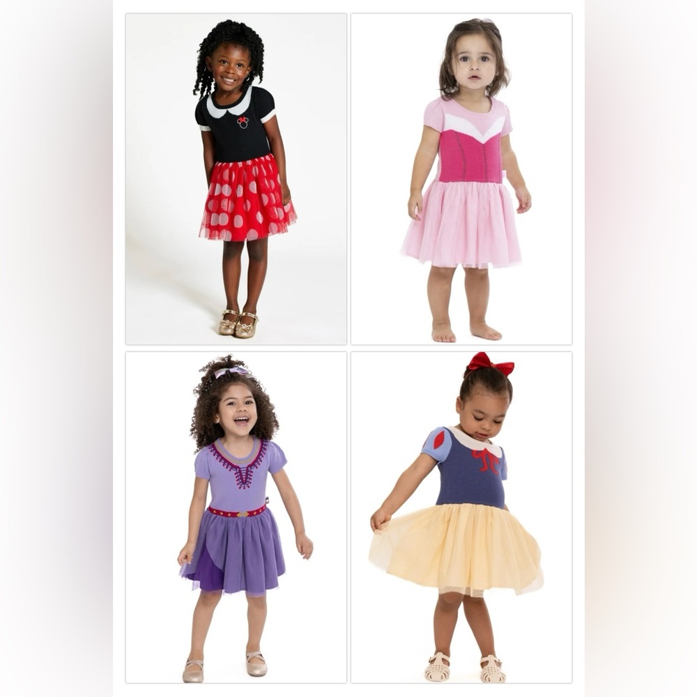 Bundle of 4 Disney Princess Sweater & Tulle dresses - size 5T